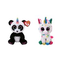 Ty - Knuffel - Beanie Boo's - Paris Panda & Harmonie Unicorn