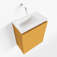 Toiletmeubel Mondiaz Ture | 40 cm | Meubelkleur Ocher | Eden wastafel Talc Links | Zonder kraangat Toiletmeubel Mondiaz Ture | 40 cm | Meubelkleur Ocher | Eden wastafel Talc Links | Zonder kraangat