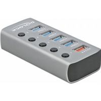 Delock 63262 USB 5 Gbps hub met 4 poorten + 1 snellaadpoort met schakelaar en verlichting - thumbnail