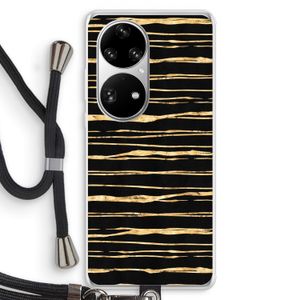 Gouden strepen: Huawei P50 Pro Transparant Hoesje met koord