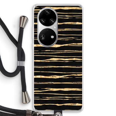Gouden strepen: Huawei P50 Pro Transparant Hoesje met koord