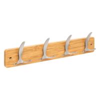 5Five Kapstok - 4 ophang haken - RVS - naturel/zilver - 45 x 10 cm - wandkapstok