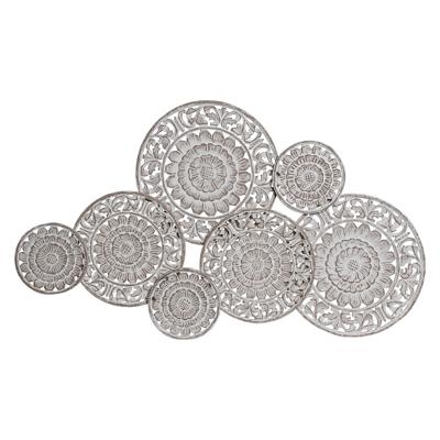Wanddecoratie DKD Home Decor Mangohout Tropisch Cirkels (108 x 3,5 x 64 cm)
