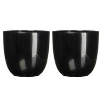 Set van 4x stuks bloempot zwart keramiek voor kamerplant H16 x D17 cm