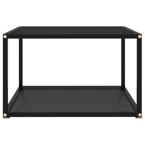 The Living Store Salontafel - 60x60x35 cm - Glas en Staal - Zwarte Kleur