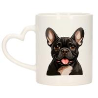 Cadeau mok voor honden liefhebbers - Franse Buldog - hartje - Cartoon - keramiek - 300 ml
