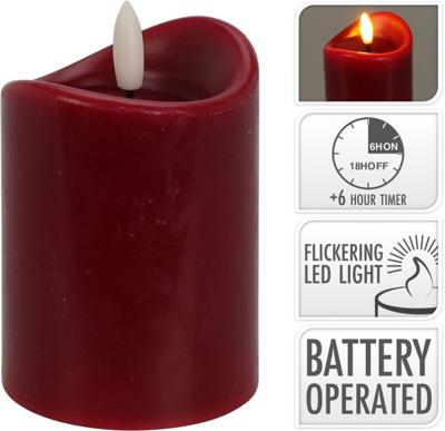 Led Candle 70X100 mm Dark Red - Nampook