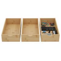 Gerimport Lade organizer - 3x - bamboe hout - 15 x 30 x 7 cm - bakje - kast organizer