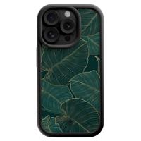 iPhone 15 Pro zwarte case - Monstera leaves - thumbnail