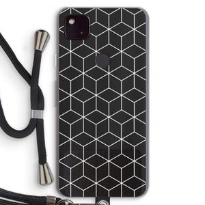 Zwart-witte kubussen: Pixel 4a 5G Transparant Hoesje met koord