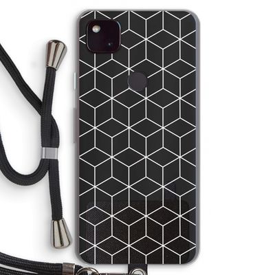 Zwart-witte kubussen: Pixel 4a 5G Transparant Hoesje met koord