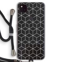 Zwart-witte kubussen: Pixel 4a 5G Transparant Hoesje met koord