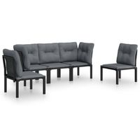 vidaXL 5-delige Loungeset poly rattan zwart en grijs