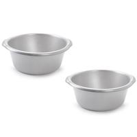 2x stuks ronde afwasteil/afwasbak zilvergrijs 10 liter
