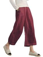 Linen Pockets Solid Casual Linen Pants