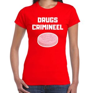 Drugs crimineel verkleed t-shirt rood voor dames