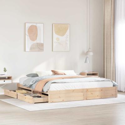 Bedframe zonder matras massief grenenhout 200x200 cm