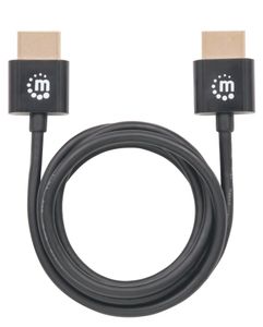 Manhattan 394352 HDMI-kabel HDMI Aansluitkabel HDMI-A-stekker, HDMI-A-stekker 1.00 m Zwart Folie afscherming, Afscherming gevlochten, High Speed HDMI met