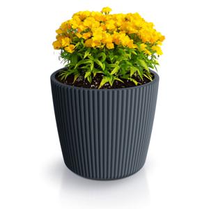 Plantenpot/bloempot Buckingham - buiten/binnen - kunststof - antraciet - D23 x H21 cm