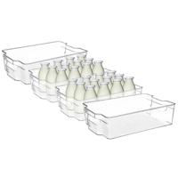 Koelkast/keuken organizer bak - 4x - transparant - kunststof - L31 x B21 x H9 cm - groente lade