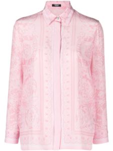 Versace chemise en soie à imprimé Barocco - Rose