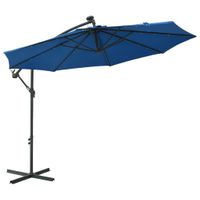 Zweefparasol met LED-verlichting en stalen paal 300 cm blauw - thumbnail