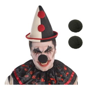 Verkleed neus horrorclown - 3x - fopneus - zwart - Halloween verkleed accessoires