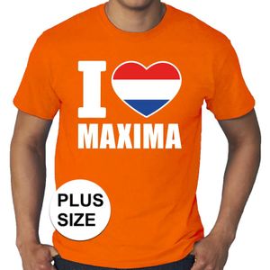 Oranje I love Maxima grote maten shirt heren