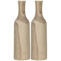 Mica Decorations Vaas - 2x - paulownia hout - bruin - 14 x 47 cm - woondecoratie Mica Decorations Vaas - 2x - paulownia hout - bruin - 14 x 47 cm - woondecoratie