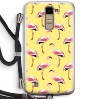 Flamingo's geel: LG K10 (2016) Transparant Hoesje met koord