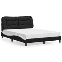 Bed met matras "Hvar" kunstleer zwart en wit 140x190 cm
