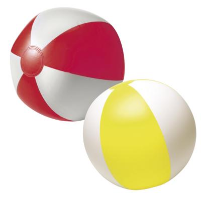 Impression Strandbal - opblaasbaar - zwembad speelgoed - geel / rood - D26 cm