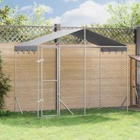 VidaXL Hondenkennel met dak 3x1,5x2,5 m gegalvaniseerd staal zilver