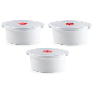 3x stuks magnetron voedsel opwarm potjes/bakjes 3 liter met speciale deksel