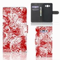 Telefoonhoesje met Naam Samsung Galaxy J7 2016 Angel Skull Rood | Portemonnee hoesje Telefoonhoesje met Naam Samsung Galaxy J7 2016 Angel Skull Rood | Portemonnee hoesje