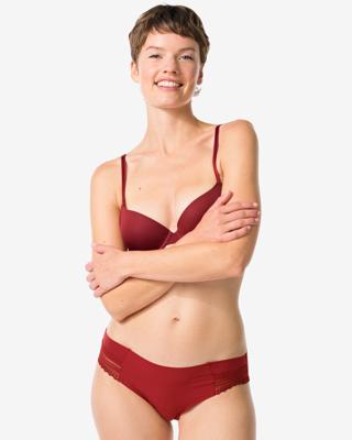 HEMA Dames brazilian micro met kanten inzet donkerrood (donkerrood)
