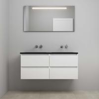 On-Line Badkamermeubelset - 120 cm - Voorgemonteerd - Ladestructuur - Acryl Wastafel - zonder Kraangat - Spiegel met LED-Verlichting - Hoogglans Wit