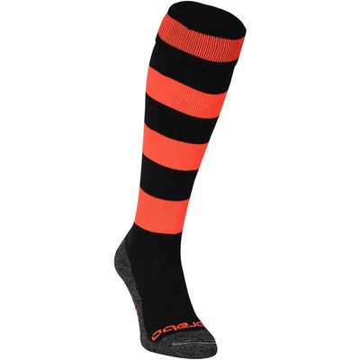 Hockeysokken Rugby Black Neon Orange