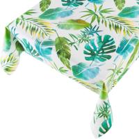 Bellatio Design Tafelzeil Botanic - wit/jungle - 140 x 175 cm - Rechthoekig - Buiten en binnen