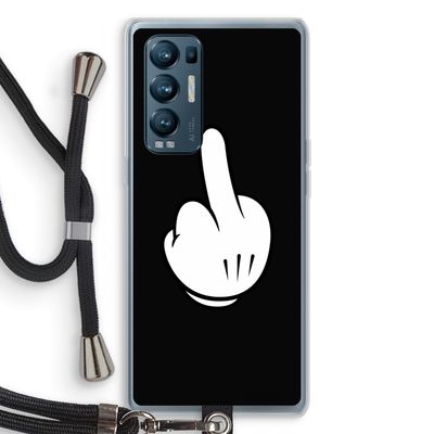 Middle finger black: Oppo Find X3 Neo Transparant Hoesje met koord