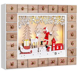 Adventskalender kerstman hout met LED