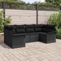 Tuinbankenset met kussen 6 pcs Zwart poly rattan