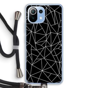 Geometrische lijnen wit: Xiaomi Mi 11 Lite Transparant Hoesje met koord