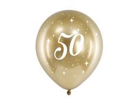 Glossy Ballonnen 50 goud (30cm, 6st)