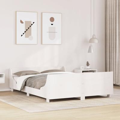 Bedframe zonder matras massief grenenhout wit 120x190 cm