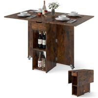Opvouwbare Keukentafel Opvouwbare Tafel Voor Vier Personen Met Lades-Donkerbruin