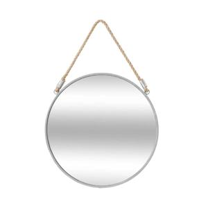 Atmosphera Spiegel met touw - rond - D38 cm - metaal - zilver - wandspiegel