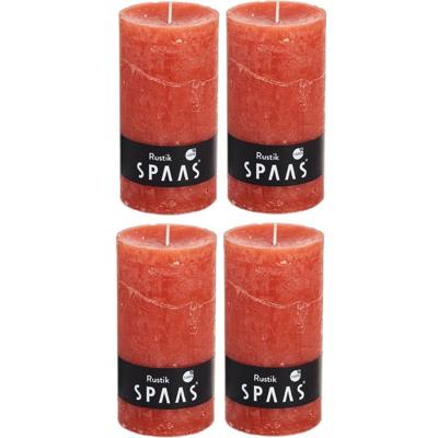 Spaas rustieke cilinderkaars/stompkaars - 4x - oranje - 7 x 13 cm - 60 branduren Spaas rustieke cilinderkaars/stompkaars - 4x - oranje - 7 x 13 cm - 60 branduren