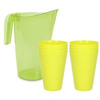 8x kunststof drinkbekers 430 ML met schenkkan set groen van 1.75 liter