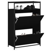 Schoenenkast 75x34x112 cm bewerkt hout zwart - thumbnail
